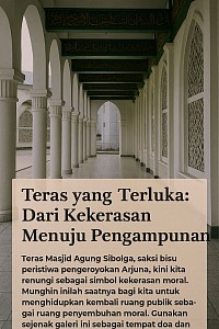 Gambar ini menggambarkan suasana hangat dan reflektif di sebuah balai kota sederhana di Sibolga. Di dalam ruangan, tampak warga dari berbagai latar belakang—anak muda, tokoh adat, ibu-ibu, dan pemimpin komunitas—duduk melingkar, berdiskusi dengan serius namun penuh harapan.  🔍 Detail Visual: - Latar Ruangan: Balai kota dengan arsitektur khas Batak—atap bergonjong dan ornamen ukiran kayu di dinding. - Elemen Utama:   - Sebuah banner besar bertuliskan “Konsultasi Publik RKPD & RPJPD Sibolga 2025–2045” tergantung di belakang.   - Papan tulis di sisi ruangan menampilkan sketsa taman inklusif, ruang doa publik, dan zona refleksi moral.   - Meja diskusi dipenuhi kertas kerja, pena, dan minuman ringan lokal. - Ekspresi Warga: Wajah-wajah penuh perhatian, beberapa tersenyum, beberapa mengangguk, menunjukkan keterlibatan emosional dan intelektual. - Pencahayaan: Cahaya hangat dari jendela besar menciptakan suasana intim dan terbuka.  🎨 Nuansa: - Warna-warna hangat seperti coklat kayu, krem, dan hijau lembut mendominasi, menciptakan kesan ramah dan membumi. - Komposisi gambar menekankan kebersamaan dalam perbedaan, dengan warga duduk sejajar tanpa hierarki.